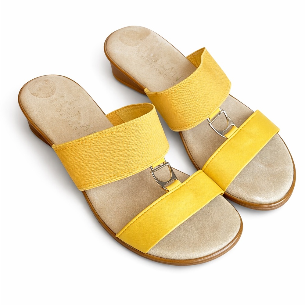 Italian Shoemakers Yellow Dual-Strap Slide Sandals